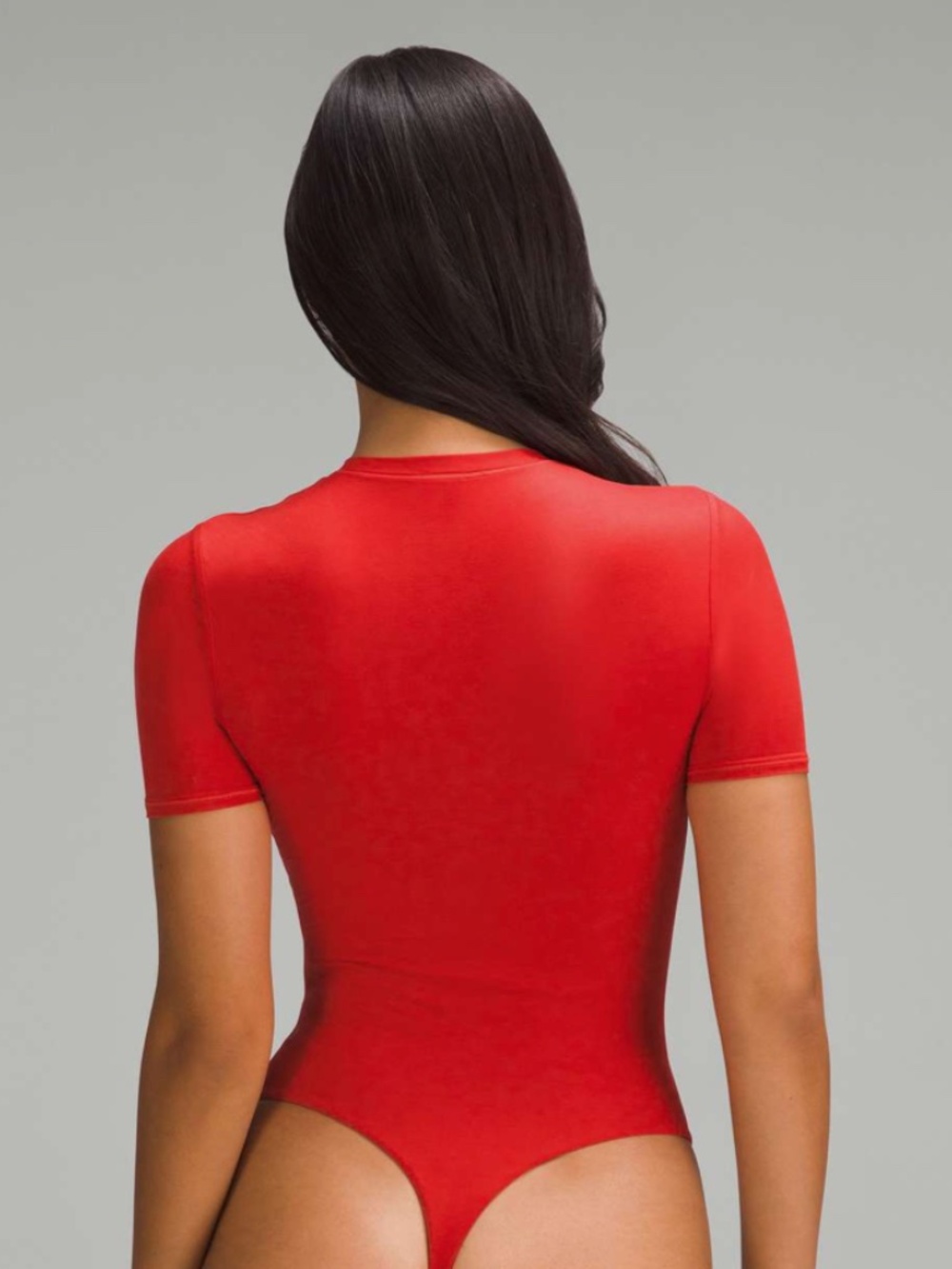 Lululemon Women's Wundermost Short-Sleeve Crew Thong Bodysuit in Grenadine Red - Picture 2 of 3